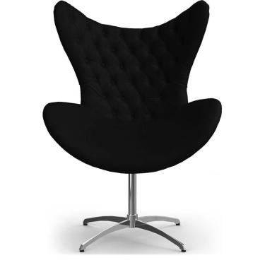 Imagem de Cadeira Decorativa Com Capitonê Big Egg Preta Giratória