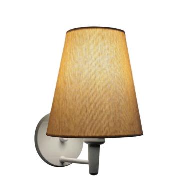 Imagem de Arandela Cone Md-2007 Base Branco Cúpula Em Tecido 20-08x18cm Palha - Bivolt