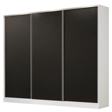 Imagem de Guarda Roupa Casal Madesa 3 Portas de Correr Branco e Preto