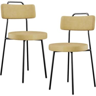 Imagem de Kit 02 Cadeiras Decorativas Estofada Sala De Jantar Barcelona L02 Couríssimo Casco Fendi - Lyam Decor