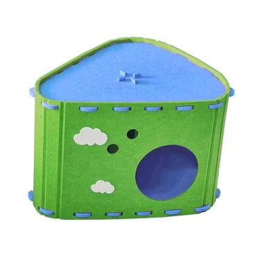 Imagem de IEUDNS Casinha de feltro para gatos, esconde-esconde e protege tapetes e sofás. Combinação de túnel aconchegante para arranhar cama em formato de caverna, Verde