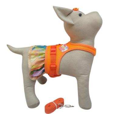Imagem de Vestido Peitoral Cachorro Snob Dog Saia Laranja Fêmea, M