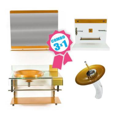 Imagem de Combo 3 em 1 - Gabinete 70cm Turquia + Torneira Ibiza + Kit Banheiro J