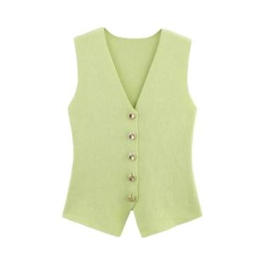 Imagem de ETJ 2025 nova moda feminina elegante all-match com decote em V sem man