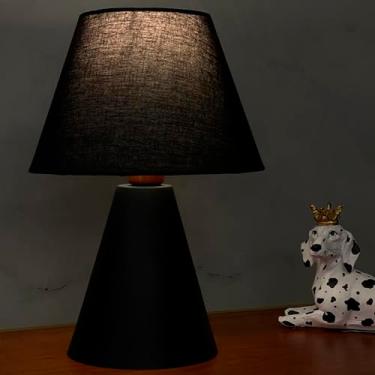 Imagem de Abajur Luminária De Mesa Clássica Cone Preta Cobre Com Cúpula preta Para Decoração Casa e Sala, Escritório, Quarto e Cabeceira Cama