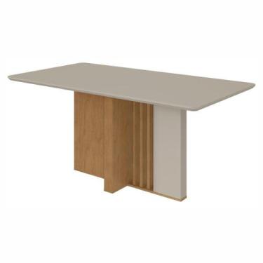 Imagem de Mesa de Jantar Retangular 160x80cm 6 Lugares Tampo MDF com Vidro Astri
