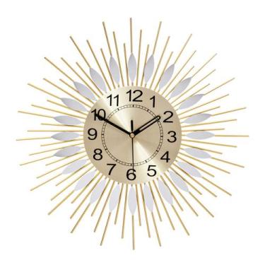 Imagem de Relógio de parede Creative Sunflower 38 cm moderno dourado e branco - 