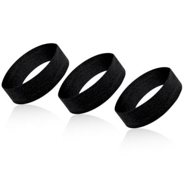 Imagem de Conjunto de 3 faixas esportivas infantis totalmente pretas, algodão atlético com absorção de umidade, elástico, algodão puro macio para corrida, tênis, basquete, futebol, vôlei