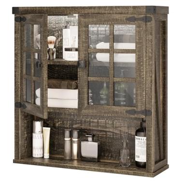 Imagem de Armário de exibição de porta de vidro com prateleira ajustável, armazenamento aberto e estrutura curiosa em camadas – Armazenamento multiuso para sala de estar para casa