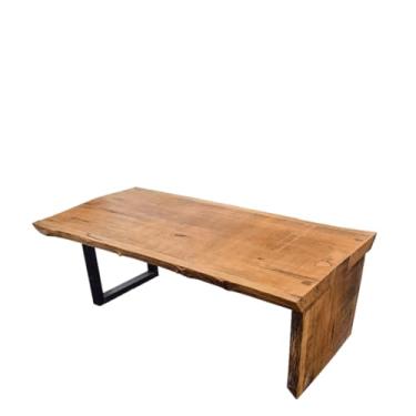 Imagem de Mesa de Centro em Prancha com 1 Pé Metálico e outro de Madeira 1,25x0,62m