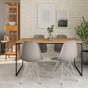 Imagem de Mesa de Jantar Retangular Industrial Salt Lake Carvalho e Preta 160 cm