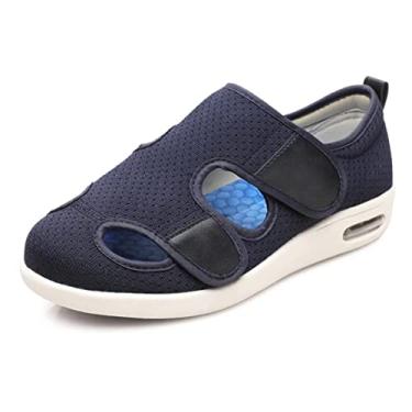 Imagem de JBTNBX Tênis feminino para diabéticos, larguras extralargas, ajustáveis, para idosos, edema, pés inchados, Azul, 40