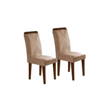 Imagem de Cadeira Sala De Jantar Amsterdã Madeira Kit 2 Un Capuccino-linho Turim - Rufato