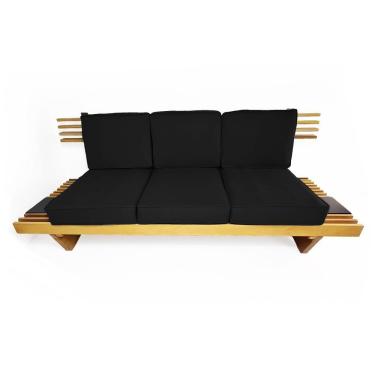 Imagem de Sofá 3 Lugares Madeira Nobre Maciça Xangai Sala Moderna Preto