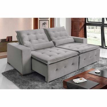 Imagem de Sofá Spazzio 2lugares 1,60cm Retrátil E Reclinável - De Casa Décor E Estofados Cinza Claro