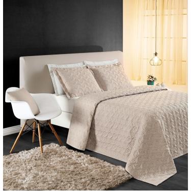 Imagem de Cobre Leito 200 Fios Bordado Ágata Casal Padrão 03 Peças - Cáqui