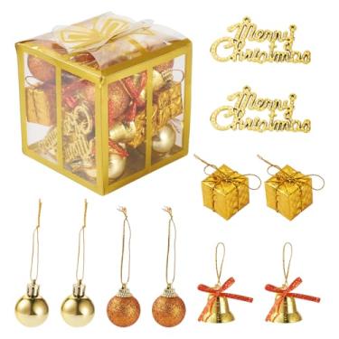 Imagem de Handship Conjunto de 26 peças de enfeites de árvore de Natal dourados, bolas de Natal inquebráveis, sinos decorativos, enfeites de pendurar para árvore de Natal, festas, casa, ambientes internos e