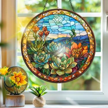 Imagem de Acrílico colorido, apanhador de sol, decoração de janela para pendurar plantas, arco-íris, arte de parede, para sala de estar, quarto, varanda, interior, exterior, jardim, decoração, 19 x 19 cm, 53