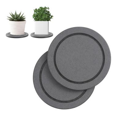 Imagem de 2 peças de pires de plantas para interior — Bandeja de planta seca instantânea de 15 cm bandejas redondas de gotejamento e drenagem para plantas de terra diatomácea para ambientes internos, cinza