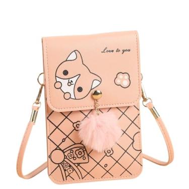 Imagem de Bolsas femininas pequenas transversais para celular, mini carteira de ombro com janela transparente para tela sensível ao toque