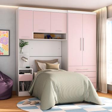 Imagem de Quarto 5 Portas 5 Gavetas Cab St Alpes Master Luciane Móveis Branco Pf-rosa Pf