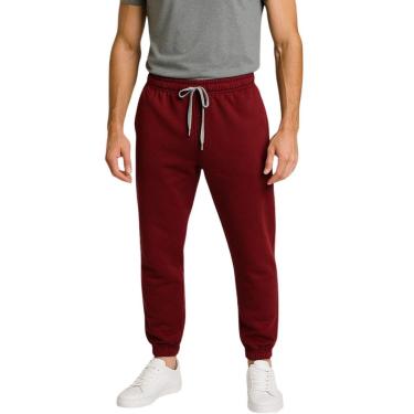 Imagem de Calça de Moletom Masculina Jogger Bordô Básica Forrado Felpudo Flanelado com Bolso-Masculino