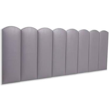 Imagem de Cabeceira Queen Kit 8 Placas Modelo Nuvem - Courino Cinza