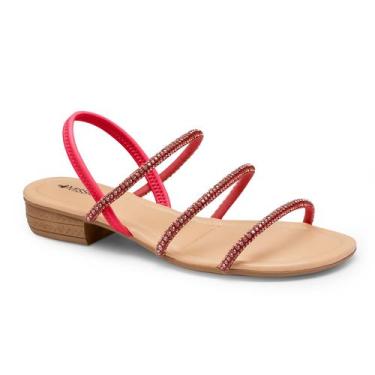 Imagem de Sandália Mississipi Me093c Rasteira Tiras Brilho Confortável, Melância