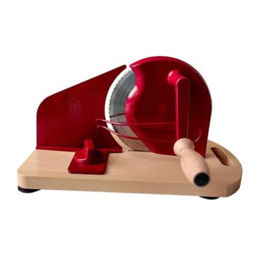 Imagem de Fenteer Fatiador de pão manual para pão de fermentação, corte uniforme, de madeira, manivela, máquina de cortar para padaria doméstica, Vermelho