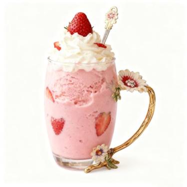 Imagem de Guon-Wuvl Caneca de chá 3D de vidro de cristal de artesanato com colher de chá feminina café, chá, suco, cerveja, leite bebidas quentes e frias, use pacote de presente. (crisântemo, 340 g)