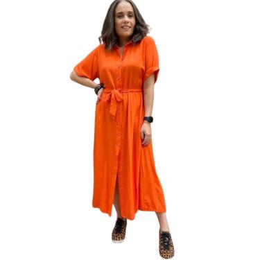 Imagem de Vestido Chemise Longo Laranja-Feminino