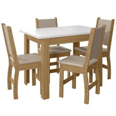 Imagem de Mesa de Jantar Bellagio com 4 Cadeiras Poliman Cor Freijó Off White, F