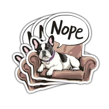 Imagem de 3 peças de adesivos de buldogue francês, adesivos engraçados de vinil de cachorro preguiçoso para laptop, caderno, garrafa de água, para-choque de carro, álbum de recortes, presente para amantes da