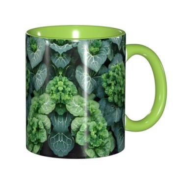 Imagem de Zeraoke Canecas de café criativas com impressão de suculentas verdes, personalizadas, presente para a família, tamanho de 325 ml, unissex