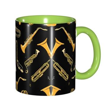 Imagem de Zeraoke Canecas de café criativas com impressão de notas musicais, personalizadas, presente para família, tamanho de 325 ml, unissex