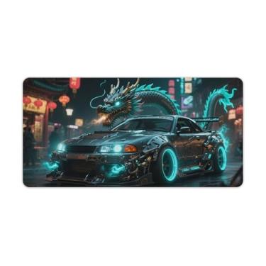 Imagem de HouLaiZhe JDM Tapetes de mesa de carro dragão ciano R32 modificado carro esportivo legal para jogos tapetes de mouse pads grandes para teclado de mesa tapete de computador 30 x 60 cm