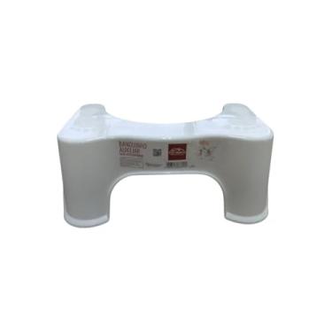 Imagem de Banquinho Auxiliar para Vaso Sanitário, Branco, Plástico, 17x22.5x39cm, Antiderrapante, Ergonômico, 382g