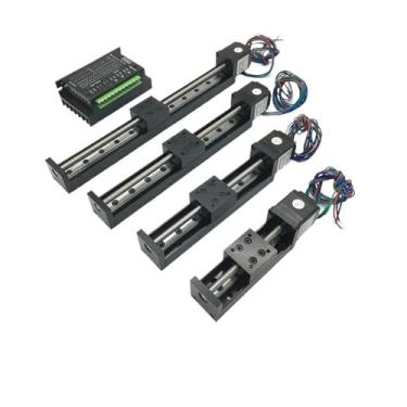 Imagem de Axis Mesa deslizante motorizada tipo T estágio trilho guia linear CNC Mini mesa deslizante kit de acionamento de motor estágio linear elétrico (150 mm e kit de acionamento, passo de 1 mm)