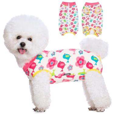 Imagem de BRKURLEG Traje de recuperação para cães pequenos, terno macio e respirável para recuperação de cirurgia para cães fêmeas e machos, bodies de macacão para animais de estimação, coleira eletrônica e