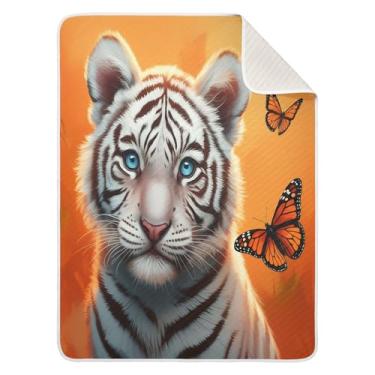 Imagem de Wassud Cobertor de bebê de tigre branco para meninos e meninas, cobertor para recém-nascidos, cobertores macios para bebês 76 x 101 cm