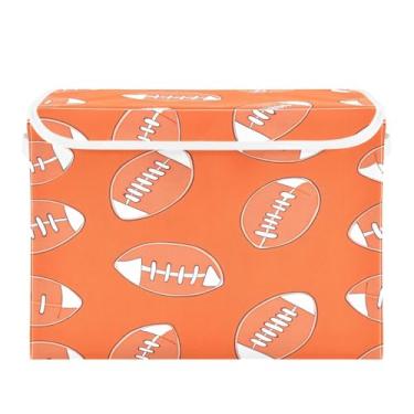 Imagem de STAYTOP Caixa de armazenamento dobrável de futebol americano com tampa, caixa de armazenamento decorativa, organizador de cubos, cestas de armazenamento para quarto, armário e sala de estar