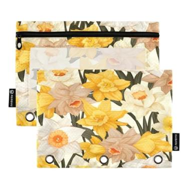Imagem de Wassud Narcissus Garden Pacote com 2 pastas para fichário com 3 furos, pasta organizadora de arquivos para casa, escritório