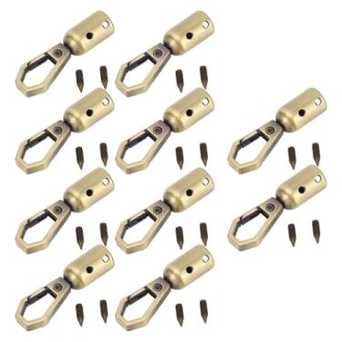 Imagem de Gancho de pressão de extremidade de corda, liga de zinco, acessórios decorativos de sino, com parafusos para artesanato em couro, acessórios, 10 conjuntos de furo de 8 mm, (Bronze)