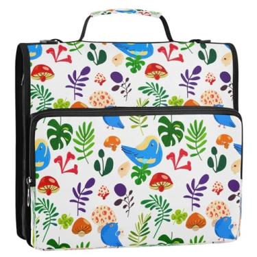 Imagem de Wassud Pasta de arquivo expansível com 3 anéis com alça de ombro e alça para colecionador de pássaros vibrantes