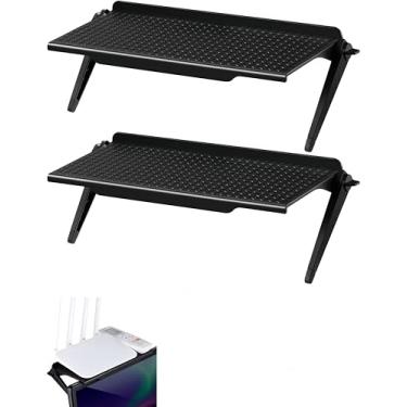 Imagem de bepisof 2 peças de TV ajustáveis com suporte superior para TV, monitor de TV, caixa de mídia para casa/console de jogos/suporte flutuante para roteador, prateleira superior