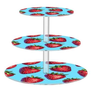 Imagem de CEBUGI Suporte redondo de 3 camadas para cupcake, morangos, suporte de bolo, torre, bandeja de servir em camadas de acrílico para chá, chá de bebê, casamento e mais