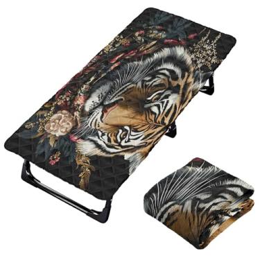 Imagem de Burbuja Lençol de berço de cabeça de tigre para crianças, lençol de cochilo acolchoado portátil com faixa elástica para meninas e meninos, lavável na máquina, 63,5 x 127 cm