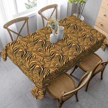 Imagem de SKKNT Toalha de mesa de jantar com estampa listrada de tigre 89 x 139 cm, retangular, impermeável, reutilizável, festa de jantar