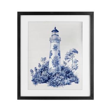 Imagem de Stupell Industries Toile Estampado Farol Preto Impressão Emoldurada sob Vidro, Design por Lettered and Lined, 16 x 13