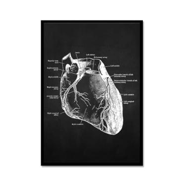 Imagem de Fundo preto anatomia humana arte médica impressões imagens esqueleto músculo pôster vintage educação pintura arte decoração de parede (SKU12,40.6x61.0 cm = (40x60cm), moldura de metal preto)